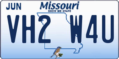 MO license plate VH2W4U