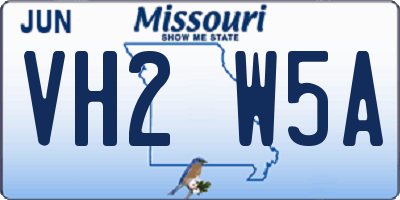 MO license plate VH2W5A