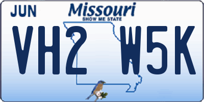 MO license plate VH2W5K