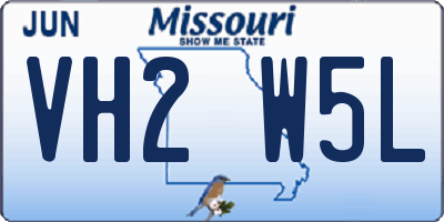 MO license plate VH2W5L