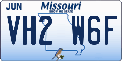 MO license plate VH2W6F