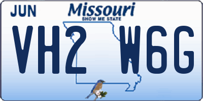 MO license plate VH2W6G