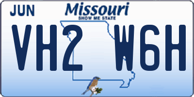 MO license plate VH2W6H