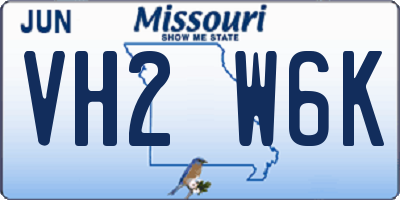 MO license plate VH2W6K