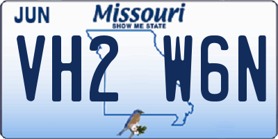 MO license plate VH2W6N