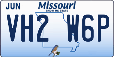 MO license plate VH2W6P
