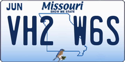 MO license plate VH2W6S