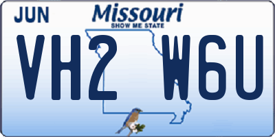 MO license plate VH2W6U
