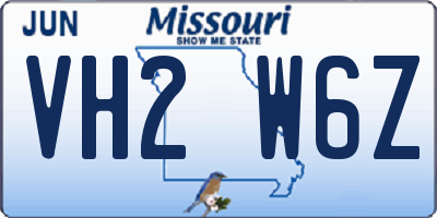 MO license plate VH2W6Z