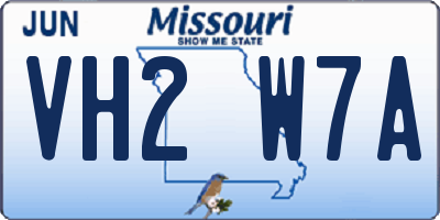 MO license plate VH2W7A