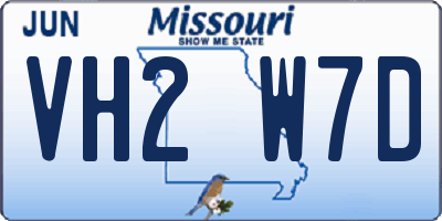 MO license plate VH2W7D