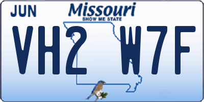 MO license plate VH2W7F