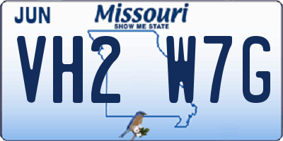 MO license plate VH2W7G