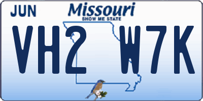 MO license plate VH2W7K