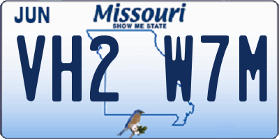 MO license plate VH2W7M