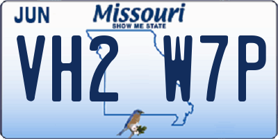 MO license plate VH2W7P