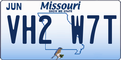 MO license plate VH2W7T