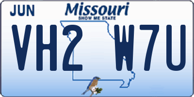 MO license plate VH2W7U