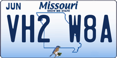 MO license plate VH2W8A
