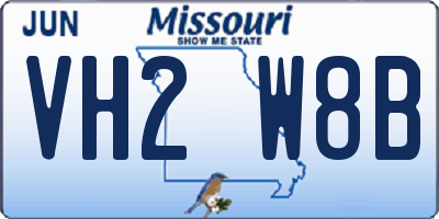 MO license plate VH2W8B