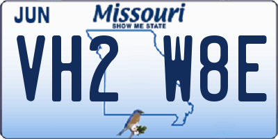 MO license plate VH2W8E