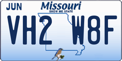 MO license plate VH2W8F