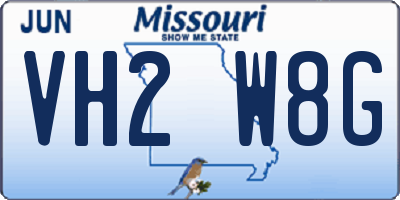 MO license plate VH2W8G