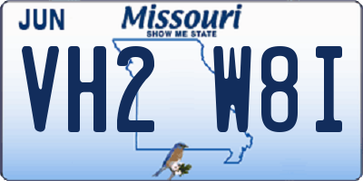 MO license plate VH2W8I