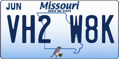 MO license plate VH2W8K