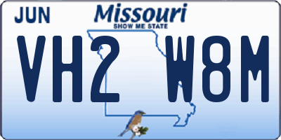 MO license plate VH2W8M