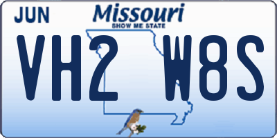 MO license plate VH2W8S