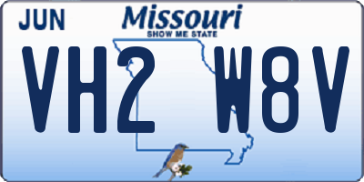 MO license plate VH2W8V