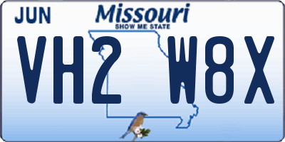MO license plate VH2W8X