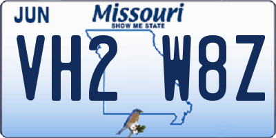 MO license plate VH2W8Z