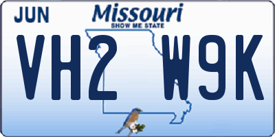 MO license plate VH2W9K
