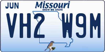 MO license plate VH2W9M