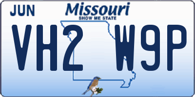 MO license plate VH2W9P
