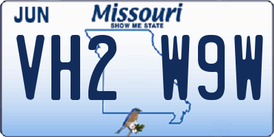 MO license plate VH2W9W