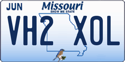 MO license plate VH2X0L