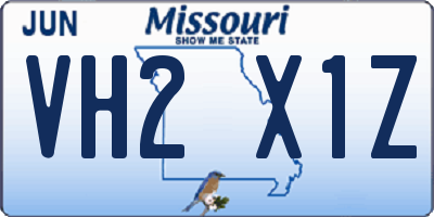 MO license plate VH2X1Z