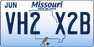 MO license plate VH2X2B
