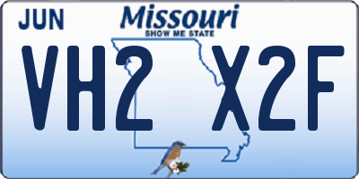 MO license plate VH2X2F