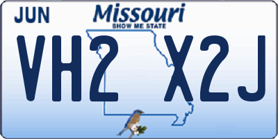 MO license plate VH2X2J
