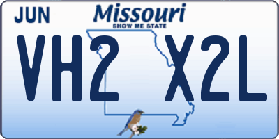 MO license plate VH2X2L