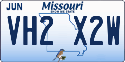 MO license plate VH2X2W