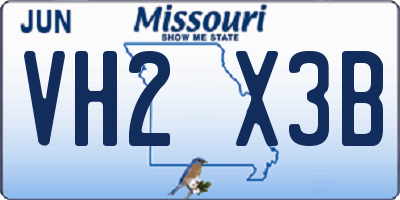 MO license plate VH2X3B