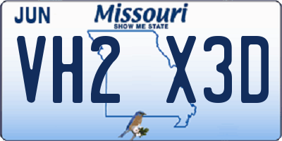 MO license plate VH2X3D
