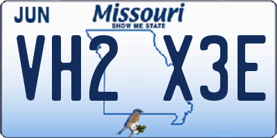 MO license plate VH2X3E