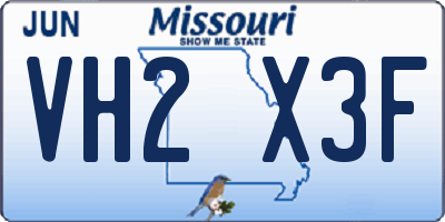 MO license plate VH2X3F