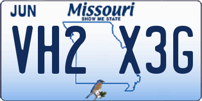 MO license plate VH2X3G